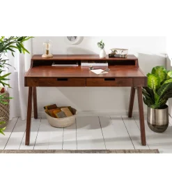 Invicta Interior - przedsprzedaż Biurko Monsoon 100 cm drewno ciemna akacja