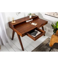 Invicta Interior - przedsprzedaż Biurko Monsoon 100 cm drewno ciemna akacja