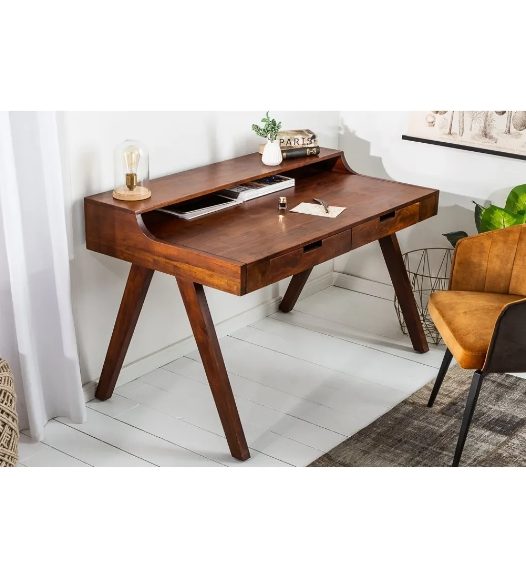 Invicta Interior - przedsprzedaż Biurko Monsoon 100 cm drewno ciemna akacja
