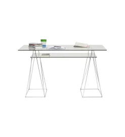 KARE Biurko szklane POLAR 130 cm srebrne