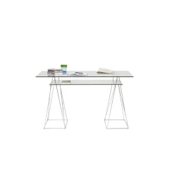 KARE Biurko szklane POLAR 130 cm srebrne