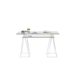 KARE Biurko szklane POLAR 130 cm srebrne