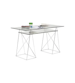 KARE Biurko szklane POLAR 130 cm srebrne