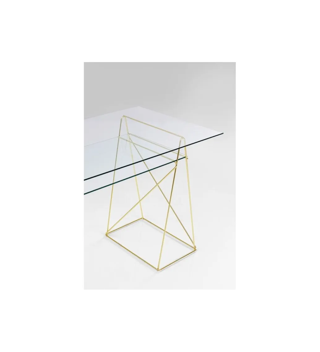 KARE Biurko szklane POLAR 135 cm złote