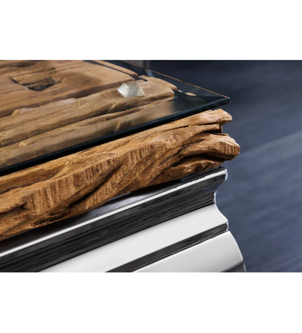Invicta Interior Blat do Stolika kawowego MODERN BAROCK BARRACUDA 100 cm drewno teak