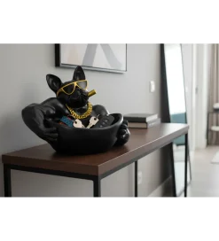 Invicta Interior Dekoracja misa BULLDOG 30 cm czarna