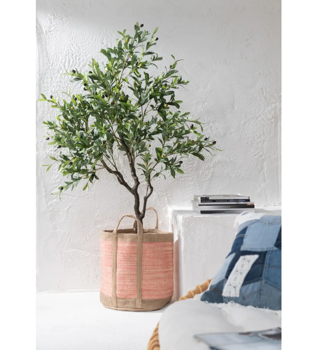 J-Line Donica BASKET 40 cm naturalna różowa