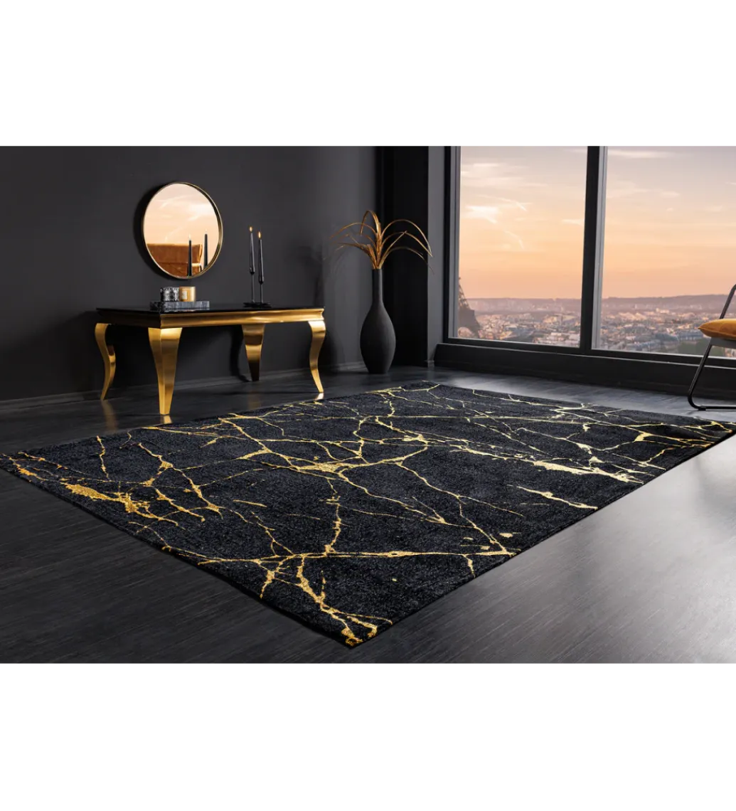 Invicta Interior Dywan MARBLE 160 x 240 cm czarno złoty
