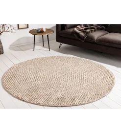 Invicta Interior Dywan WOOL 150cm okrągły beżowy