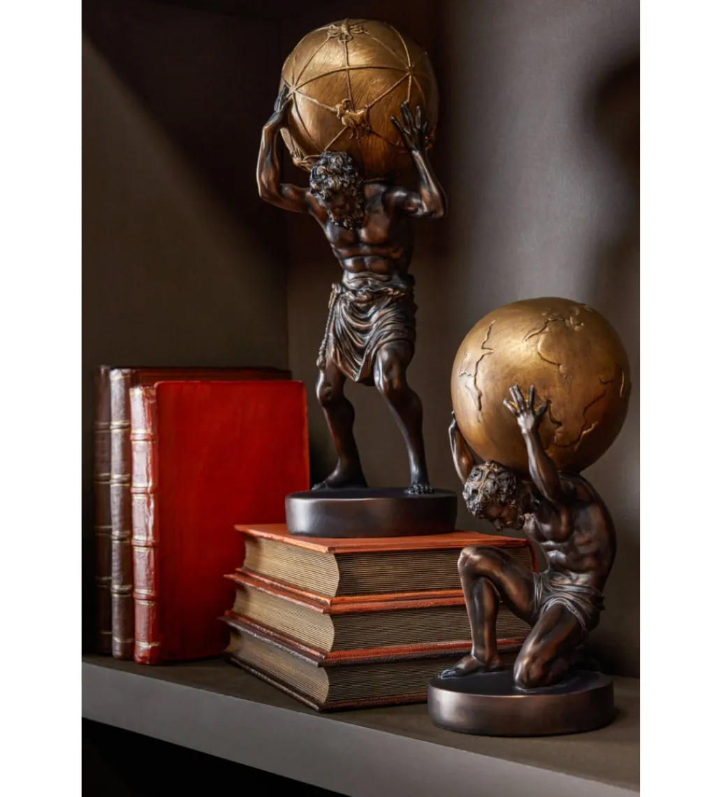 J-Line Figurka BALL HOLDING 42 cm ciemno brązowa złota