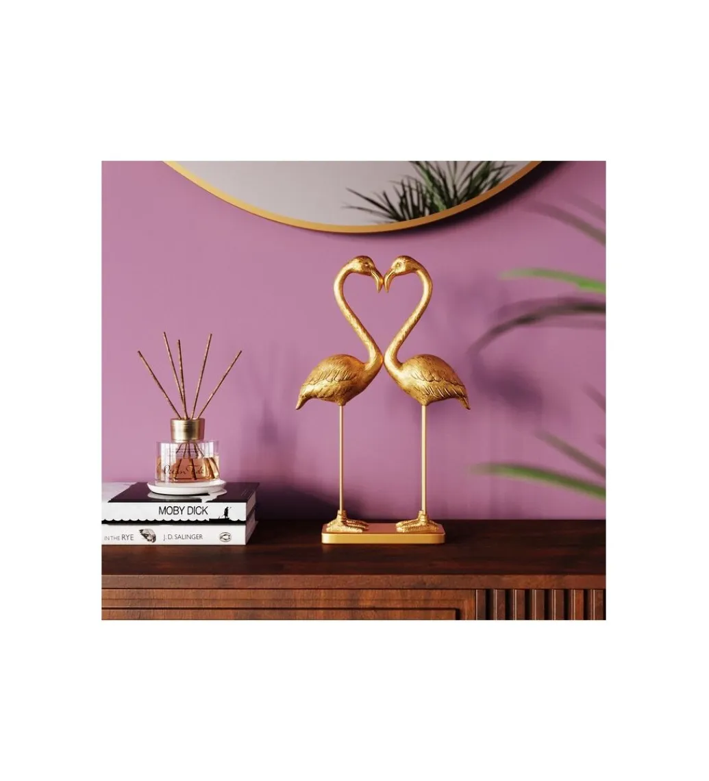 KDesign Figurka Flamingo Love 29 cm złota