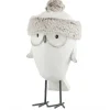 J-Line Figurka Owl Hat Winter 40 cm biało szara