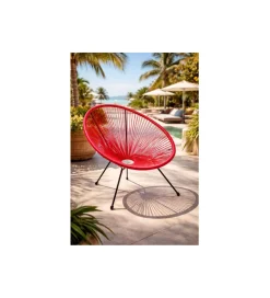 KARE Fotel ACAPULCO 85 cm wiśniowy