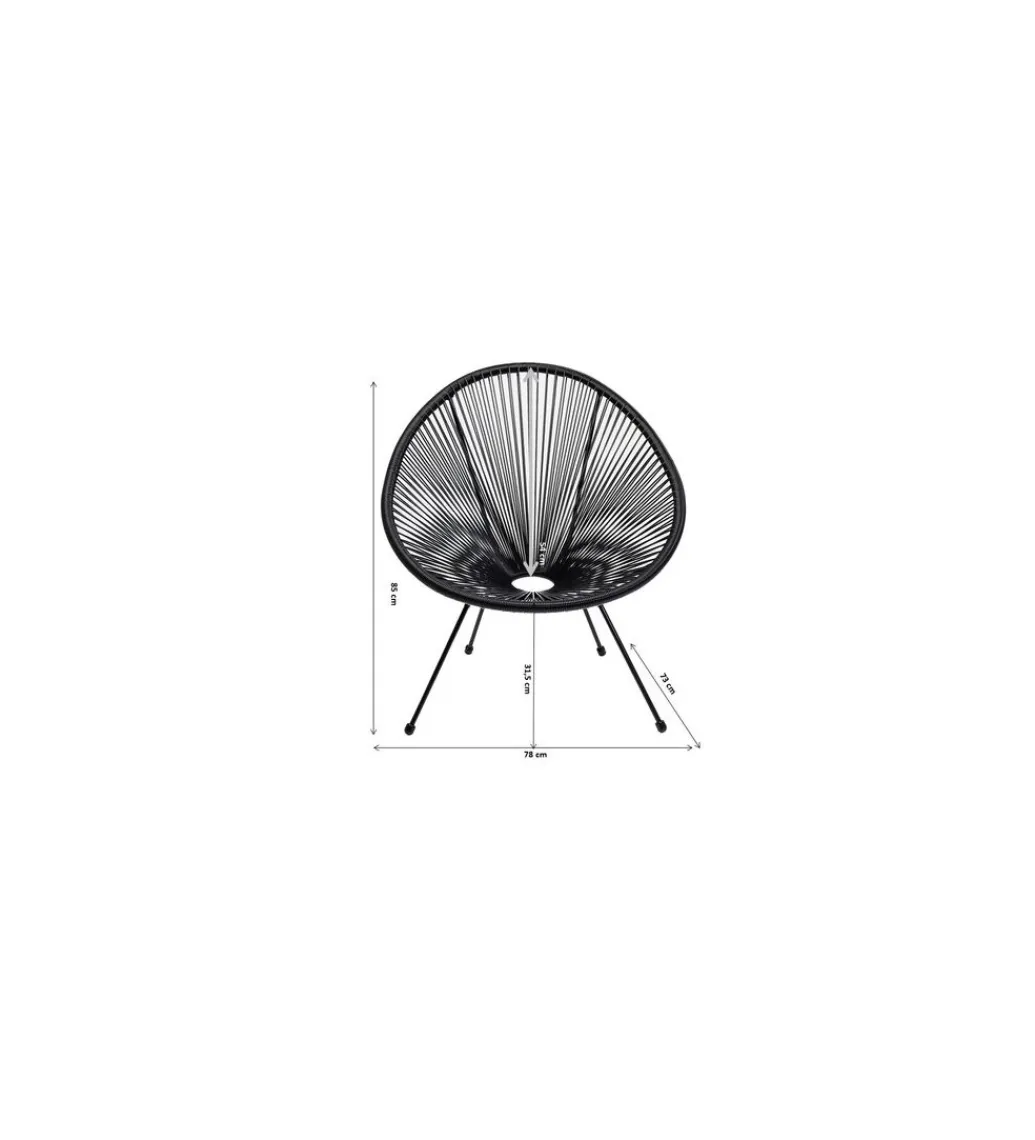 KARE Fotel ACAPULCO MONO 85 cm czarny