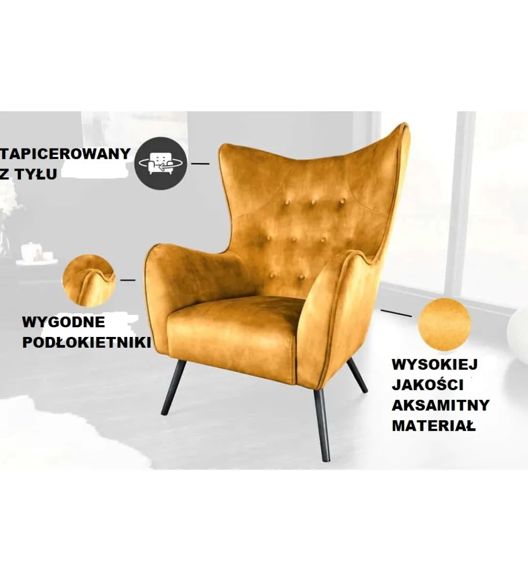 Invicta Interior Fotel ARIANA Ciemna Musztarda