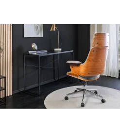 Invicta Interior - przedsprzedaż Fotel biurowy MANHATTAN od 44 do 54 cm szary drewno dębu