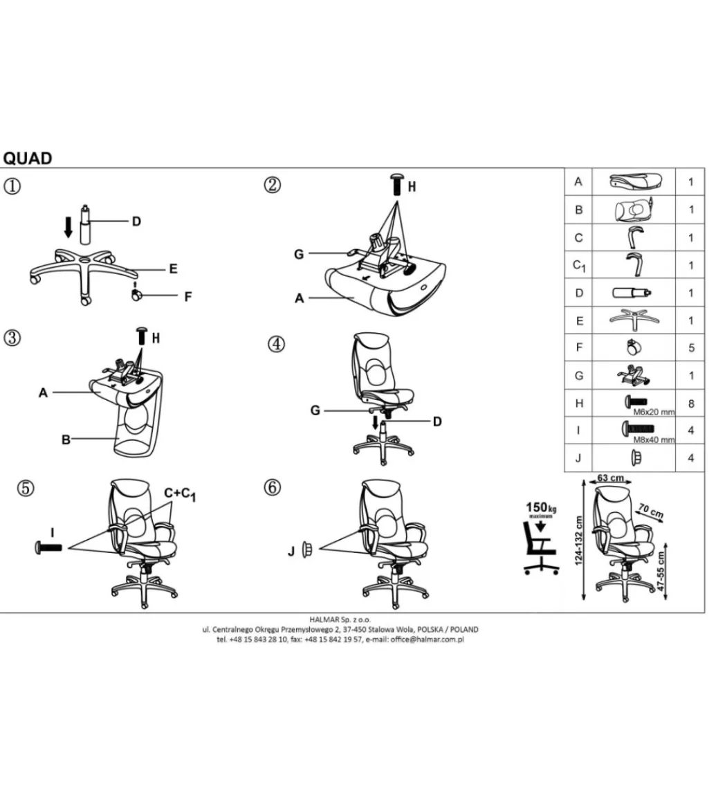 Halmar Fotel biurowy QUAD czarny