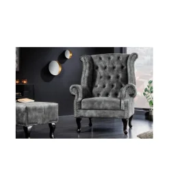 Invicta Interior Fotel BRIGIDA Chesterfield szary