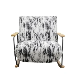 KARE Fotel bujany KYLE 80 cm bouclé czarnobiały