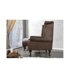 Invicta Interior Fotel Chesterfield antyczny brąz