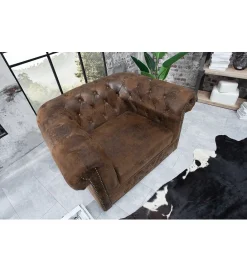 Invicta Interior Fotel Chesterfield 110 cm antyczny brąz