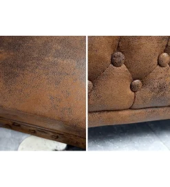 Invicta Interior Fotel Chesterfield 110 cm antyczny brąz