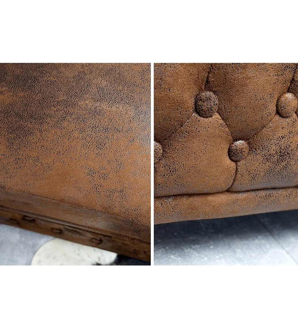 Invicta Interior Fotel Chesterfield 110 cm antyczny brąz