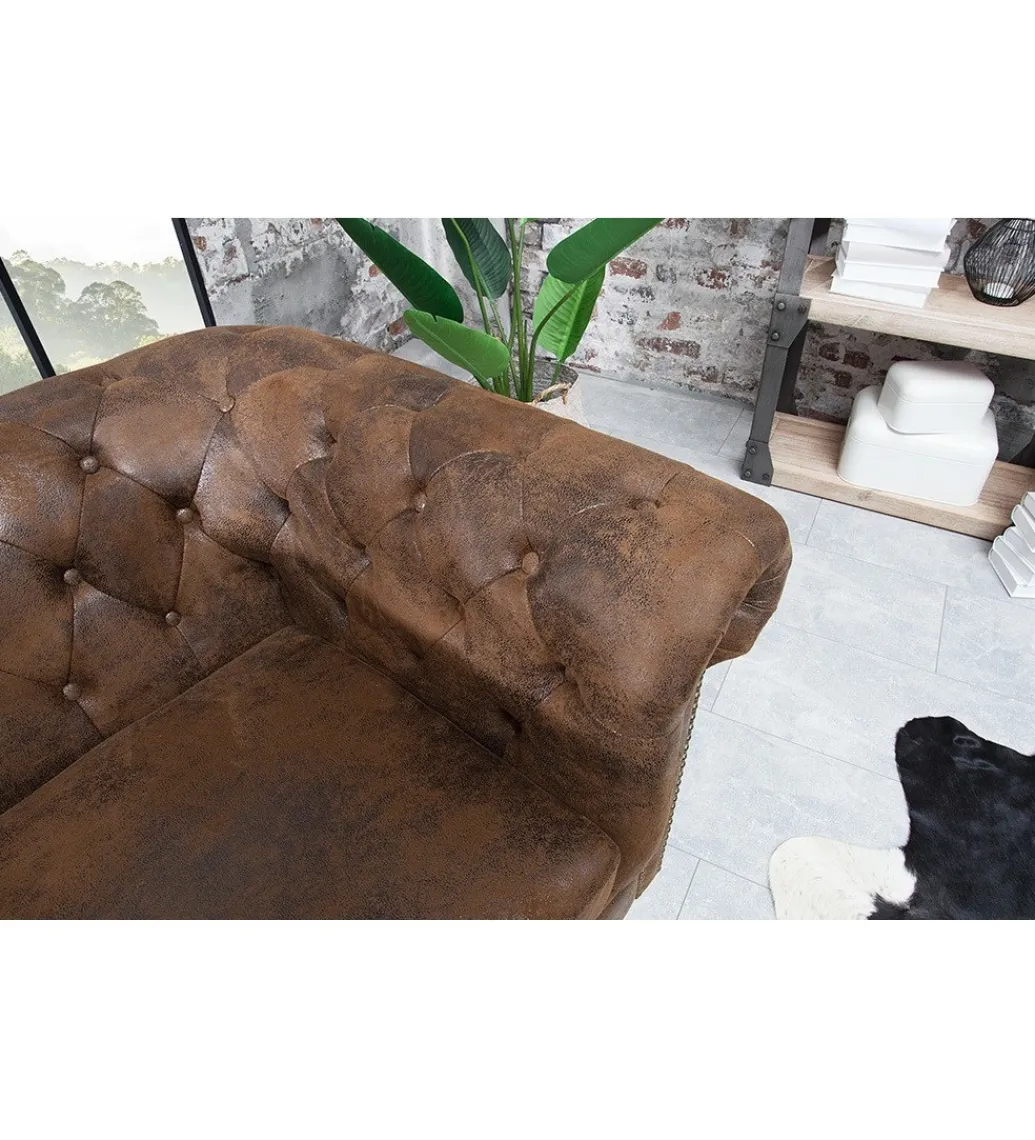Invicta Interior Fotel Chesterfield 110 cm antyczny brąz