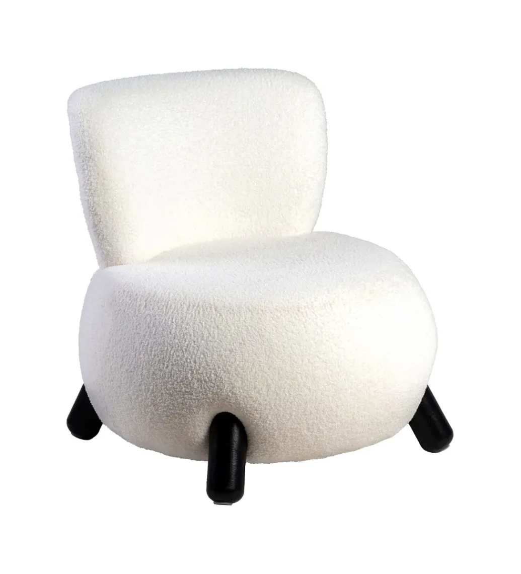 Zona-Design Fotel ENKIR 73 cm biały tapicerowany boucle