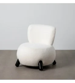 Zona-Design Fotel ENKIR 73 cm biały tapicerowany boucle