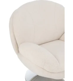 J-Line Fotel i podnóżek LOUNGERI 83 cm kremowe