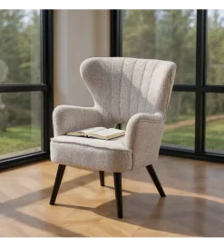 Zona-Design Fotel KESO 90 cm tapicerowany szarobiały