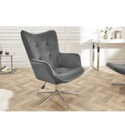 Invicta Interior Fotel Lounger 110 Cm- 110 Cm Szary Aksamit
