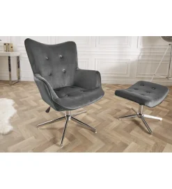 Invicta Interior Fotel Lounger 110 Cm- 110 Cm Szary Aksamit