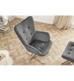 Invicta Interior Fotel Lounger 110 Cm- 110 Cm Szary Aksamit