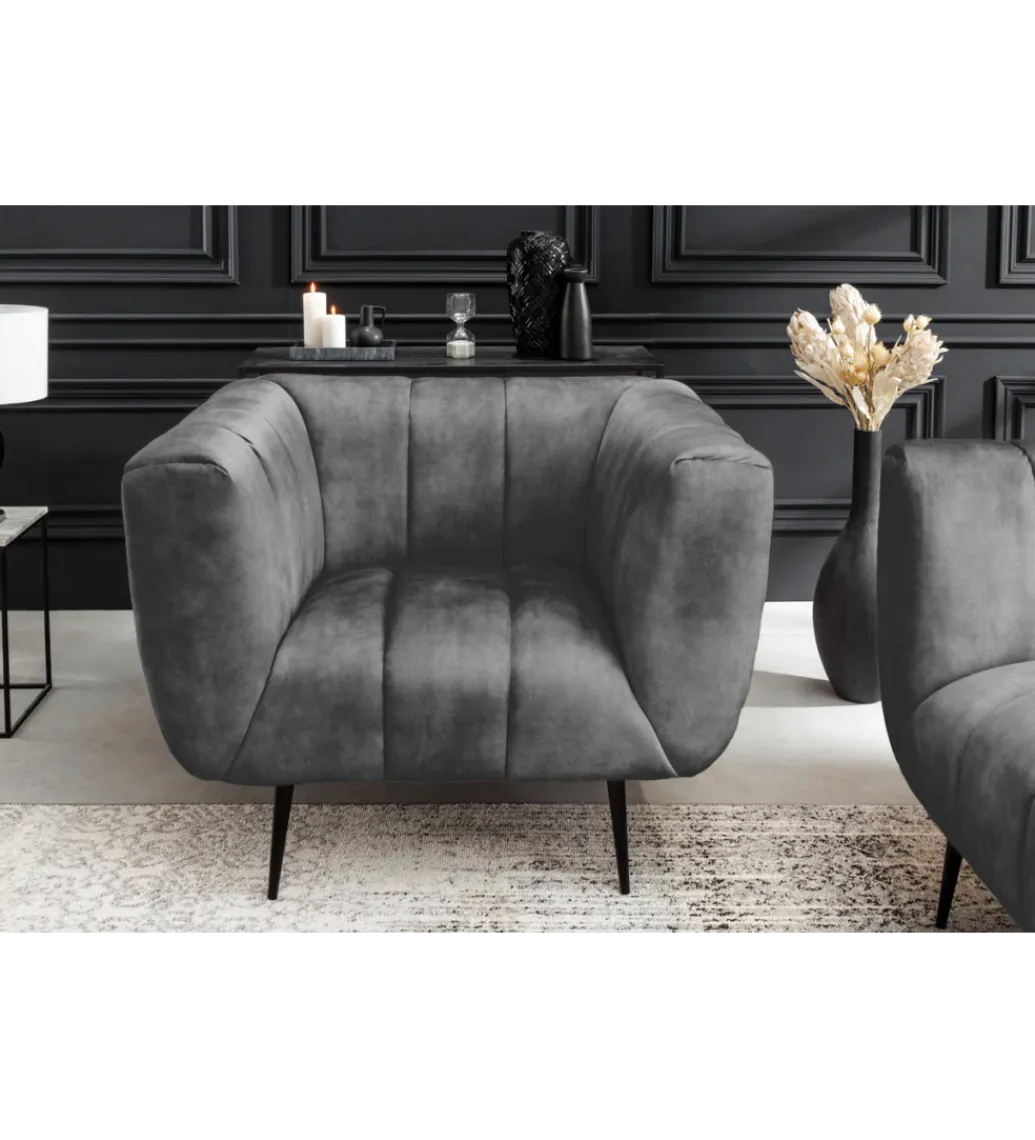 Invicta Interior Fotel NOBLESSE aksamit szary