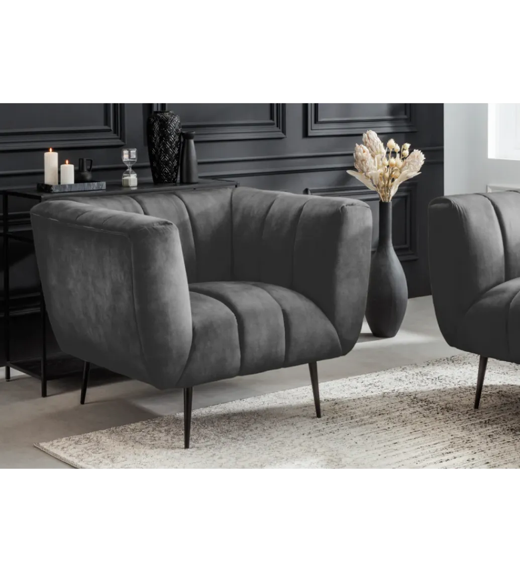 Invicta Interior Fotel NOBLESSE aksamit szary