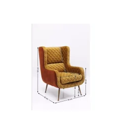 KARE Fotel NONNA 103 cm welur żółty