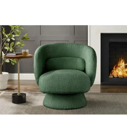 Invicta Interior Fotel obrotowy BOSSA NOVA bouclé zielony