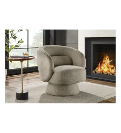 Invicta Interior Fotel obrotowy BOSSA NOVA bouclé taupe