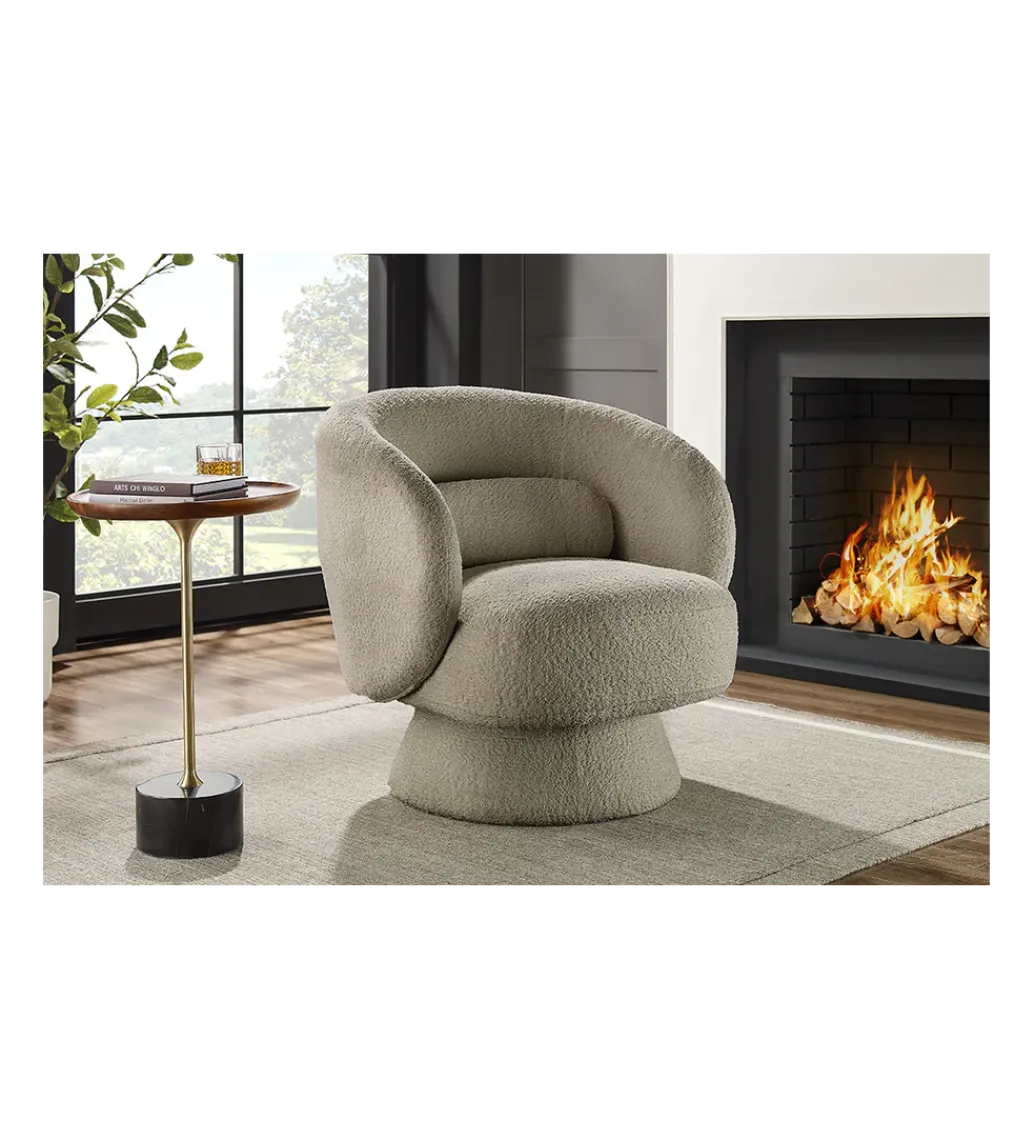 Invicta Interior Fotel obrotowy BOSSA NOVA bouclé taupe