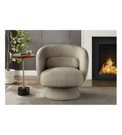 Invicta Interior Fotel obrotowy BOSSA NOVA bouclé taupe