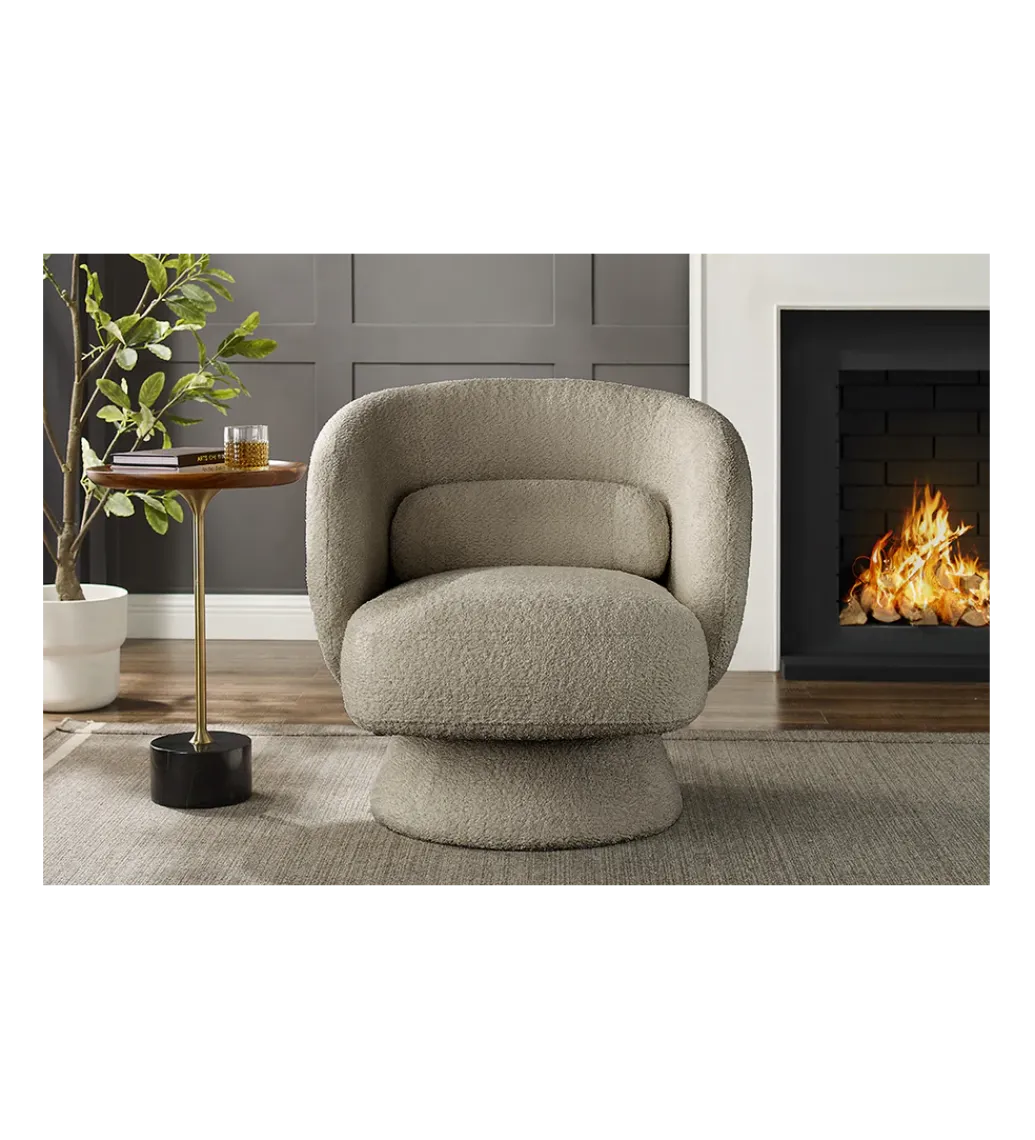 Invicta Interior Fotel obrotowy BOSSA NOVA bouclé taupe