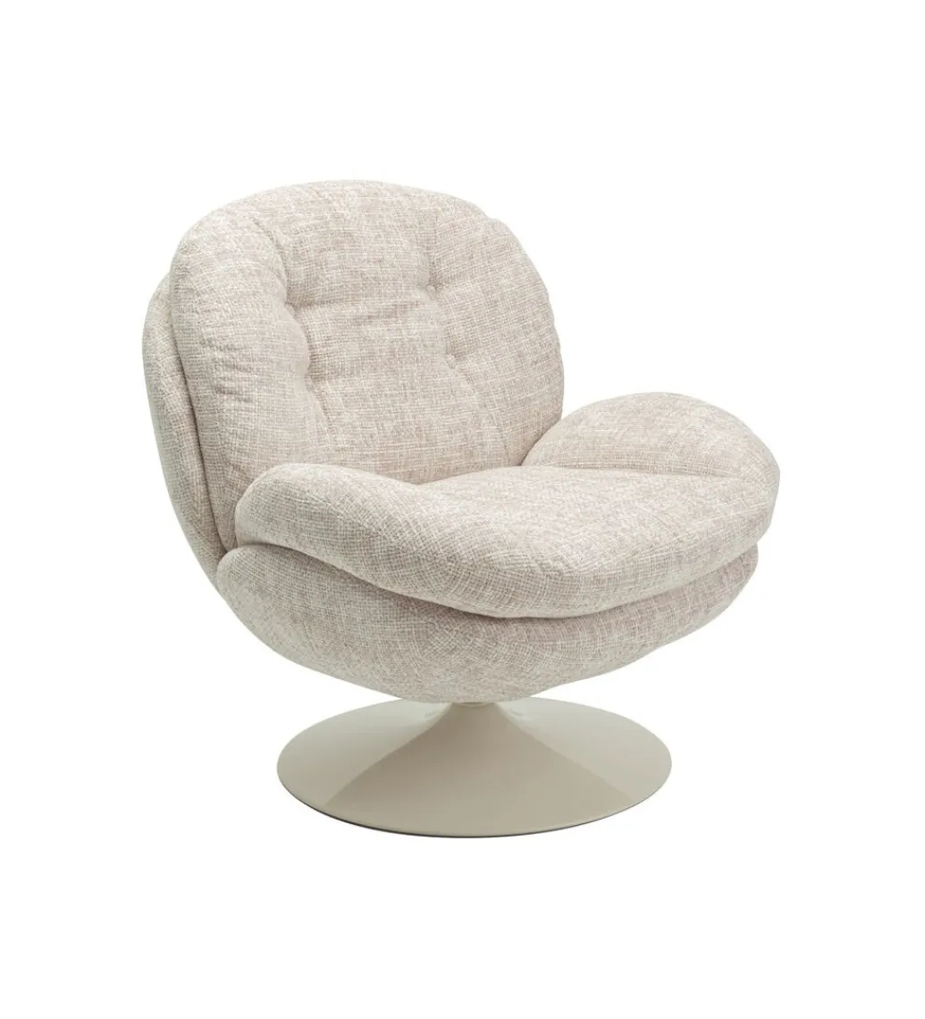 KARE Fotel obrotowy COSY 86 cm beżowy