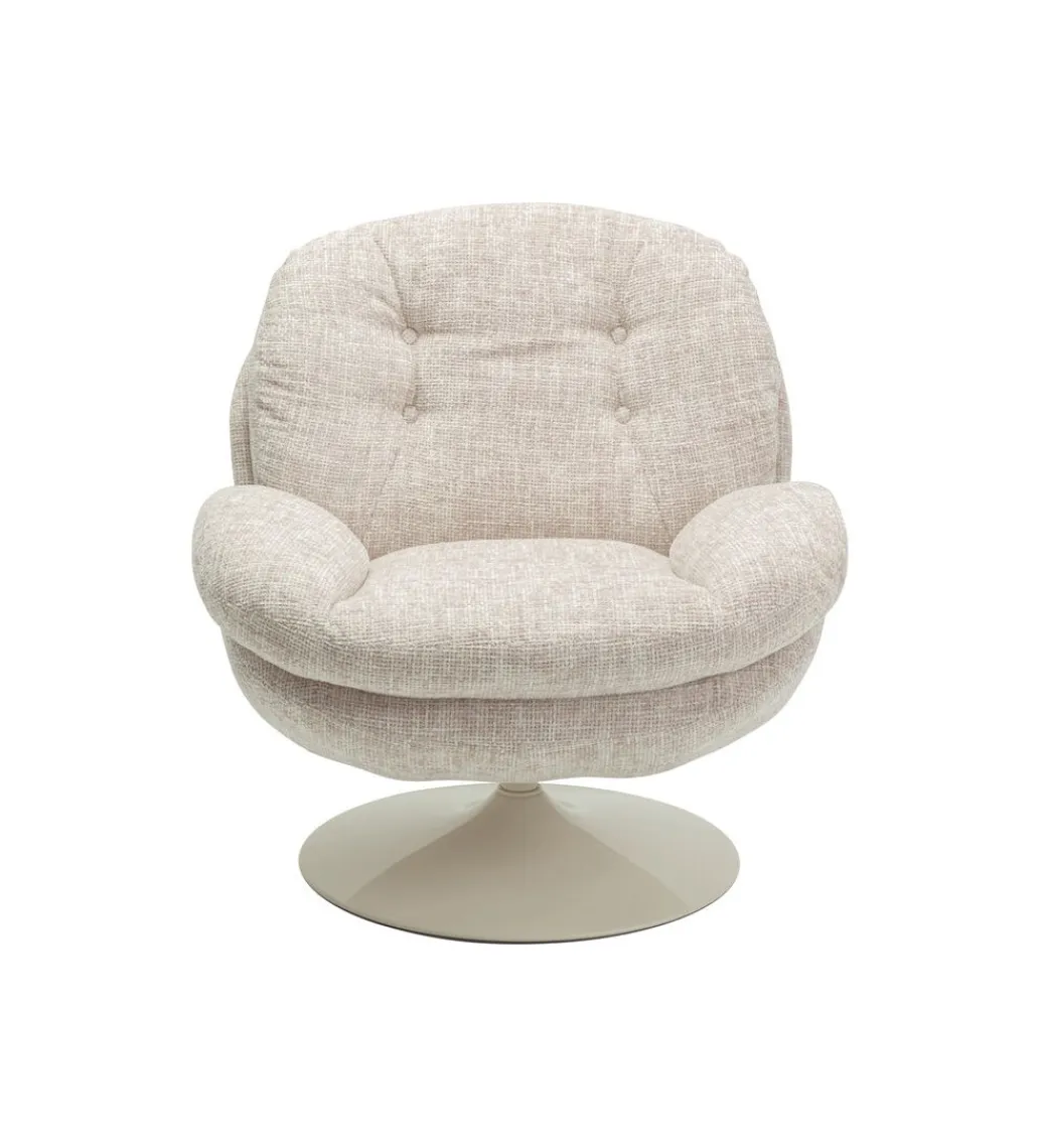 KARE Fotel obrotowy COSY 86 cm beżowy