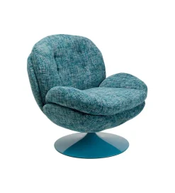 KARE Fotel obrotowy COSY 86 cm niebieski