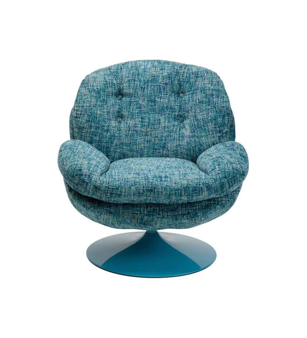 KARE Fotel obrotowy COSY 86 cm niebieski