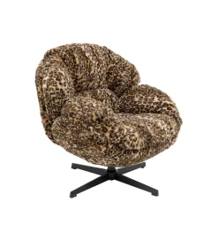 KARE Fotel obrotowy CUTIE LEO 85 cm panterka