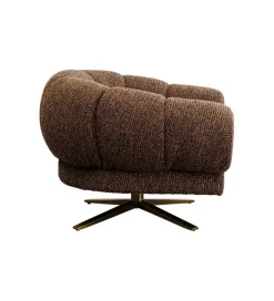 KARE Fotel obrotowy JANNO 68 cm bouclé brązowe