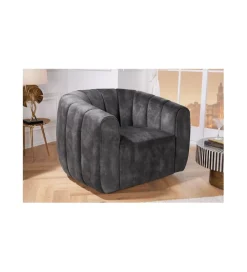 Invicta Interior Fotel obrotowy 360 stopni LINO 103 cm ciemnoszary